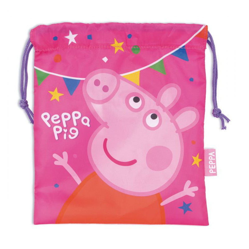 Bolsa almuerzo o merienda Peppa Pig 26x22cm saco de cuerdas