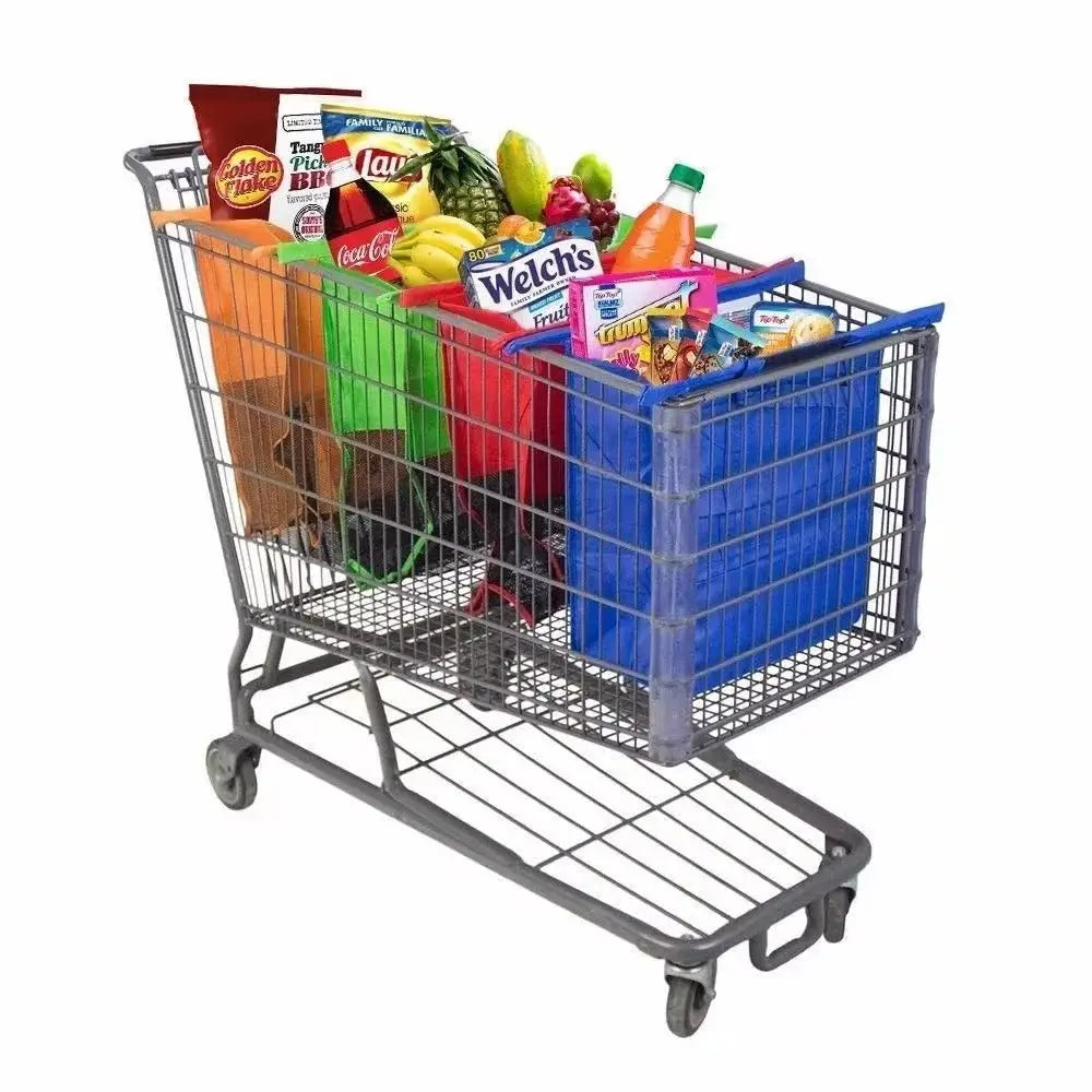 Bolsas reutilizables y plegables para supermercado – Set de 4 bolsas ecológicas carrito compras