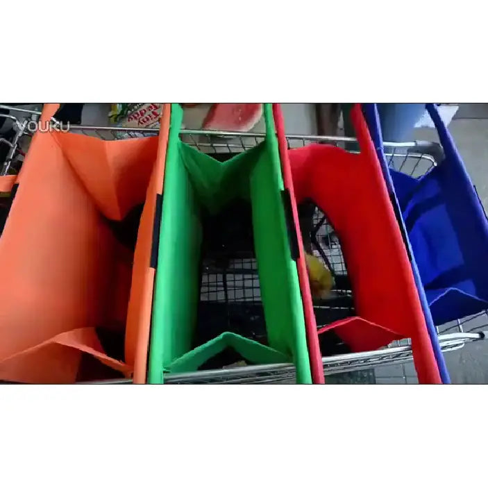 Bolsas reutilizables y plegables para supermercado – Set de 4 bolsas ecológicas carrito compras