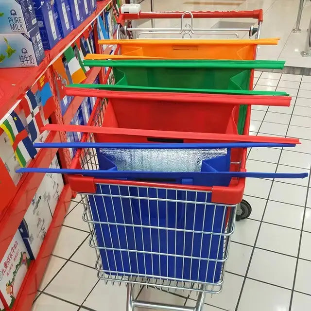 Bolsas reutilizables y plegables para supermercado – Set de 4 bolsas ecológicas carrito compras