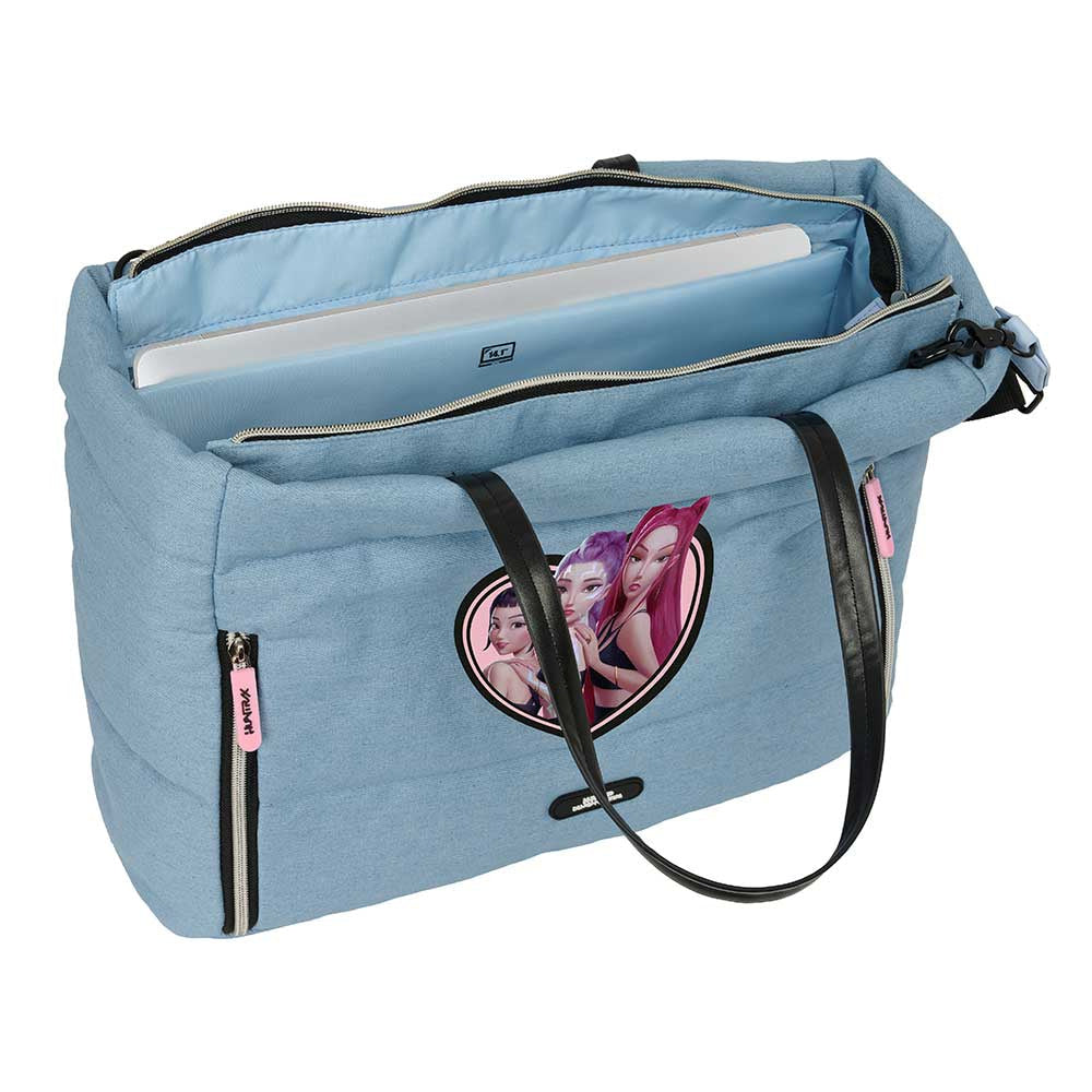 Bolso con bolsillo para portátil 14,1’’ K-POP Demon Hunters - Huntrix azul 40x17x31cm - Mochila
