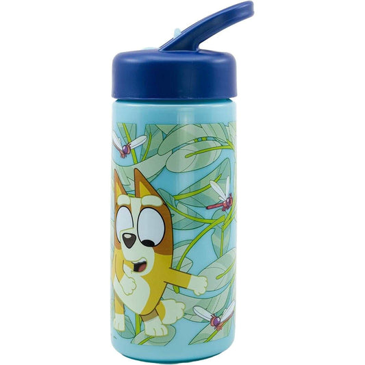 Botella de agua deportiva azul Bluey de 410ml con pajita y asa