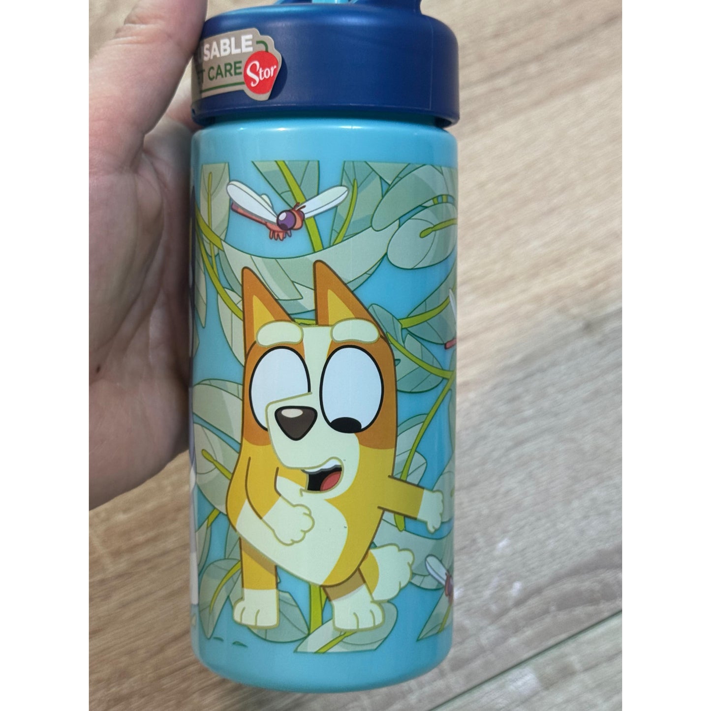 Botella de agua deportiva con pajita y asa Bluey 410ml