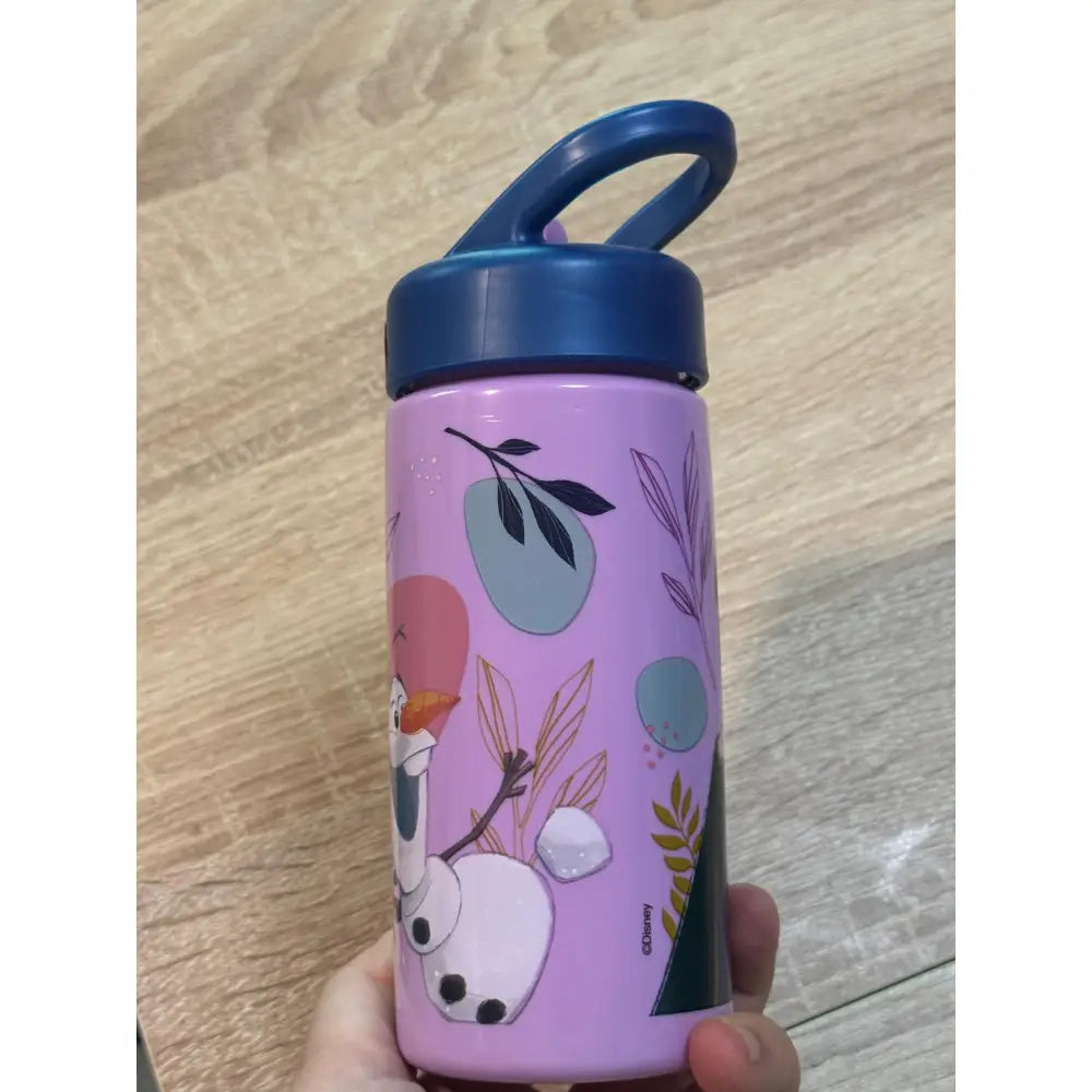 Botella de agua deportiva con pajita y asa Frozen 410ml