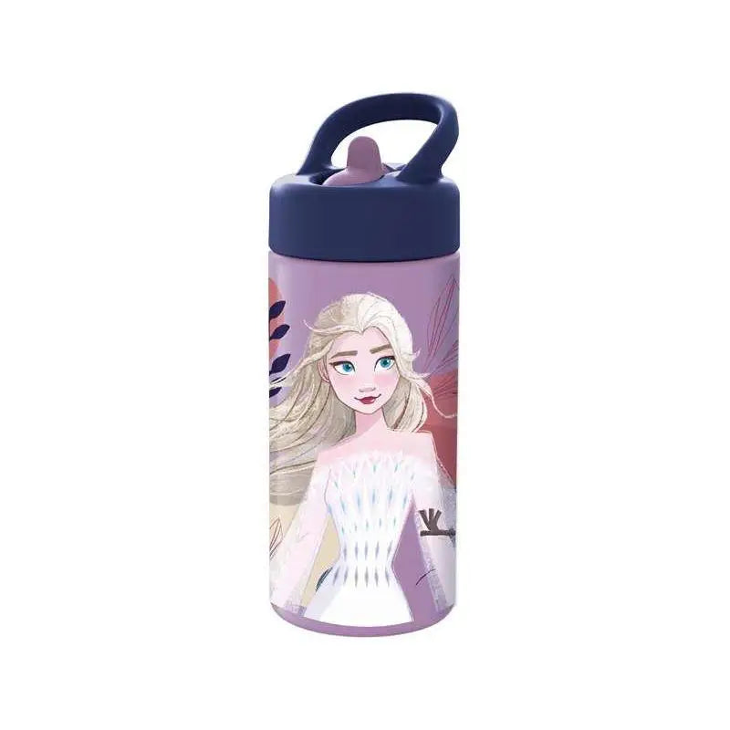 Botella de agua deportiva con pajita y asa Frozen 410ml