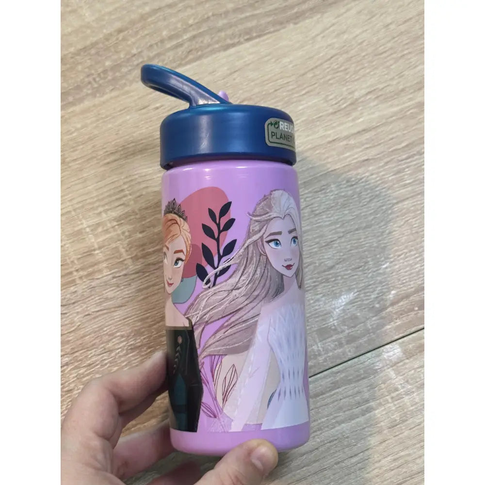 Botella de agua deportiva con pajita y asa Frozen 410ml