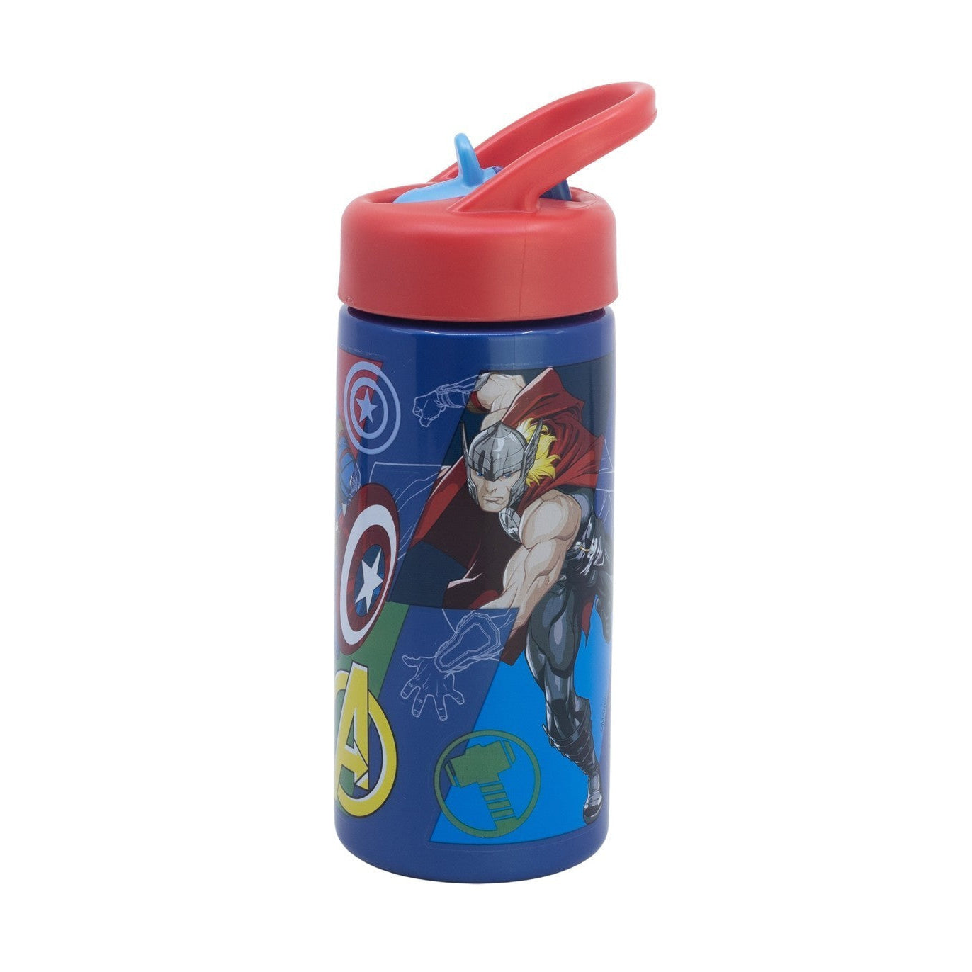 Botella de agua deportiva con pajita y asa Marvel Avengers 410ml