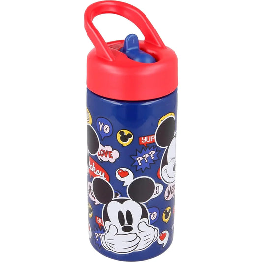 Botella de agua deportiva con pajita y asa MICKEY MOUSE Disney azul oscuro 410ml