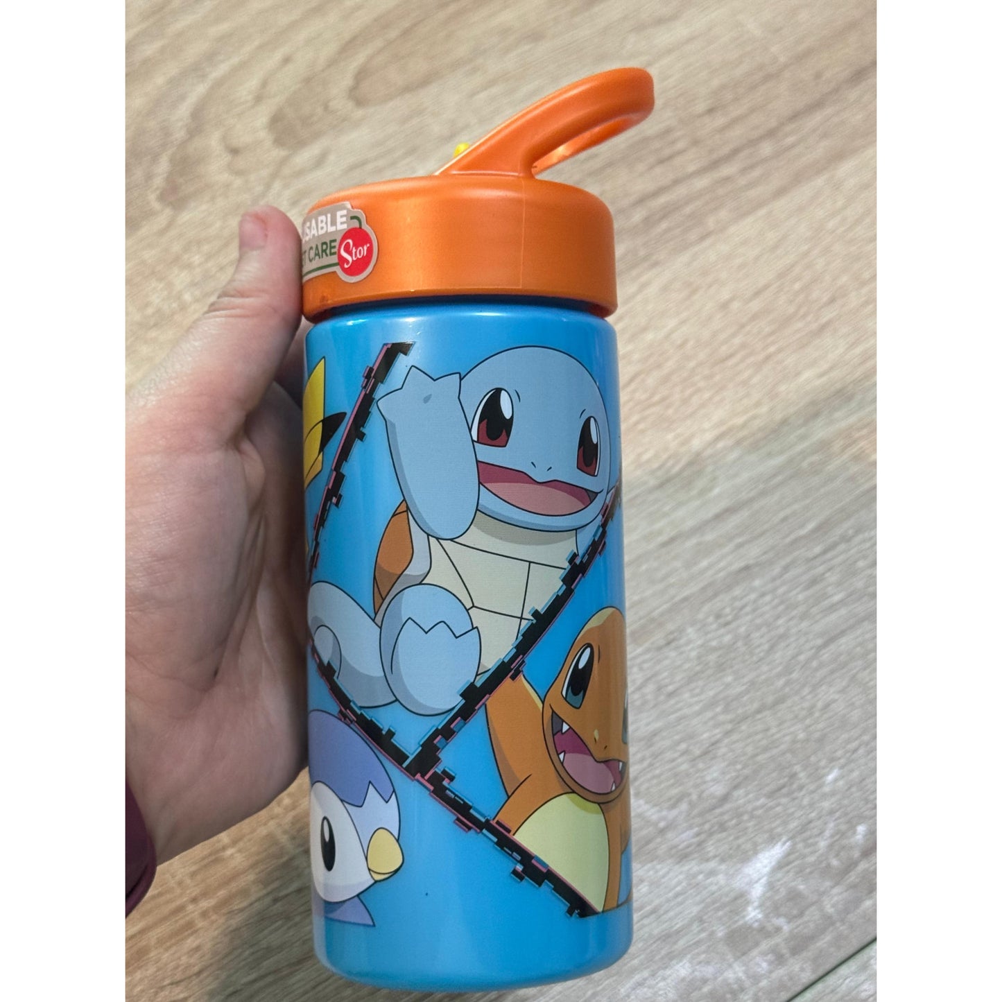 Botella de agua deportiva con pajita y asa Pokémon iniciales 410ml