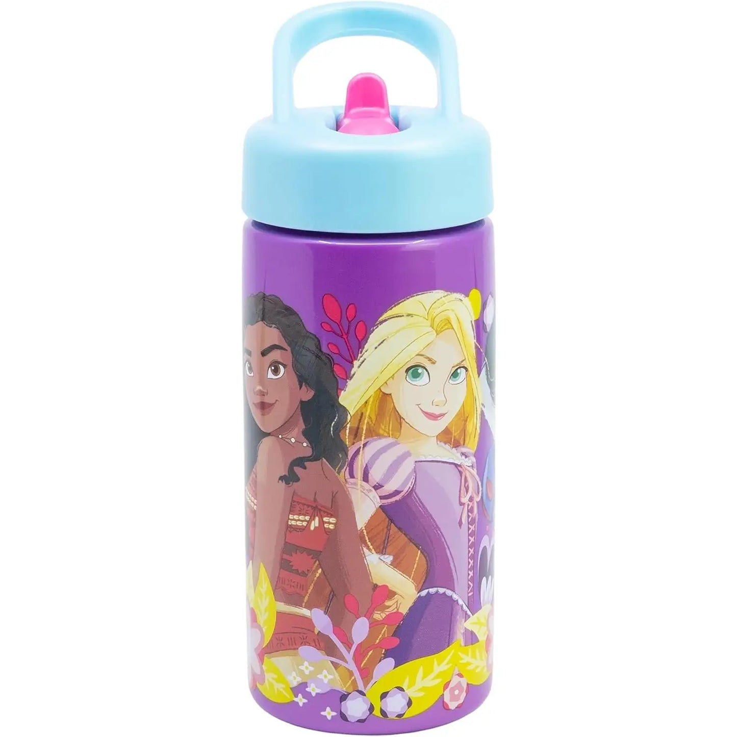 Botella de agua deportiva con pajita y asa princesas DISNEY 410ml