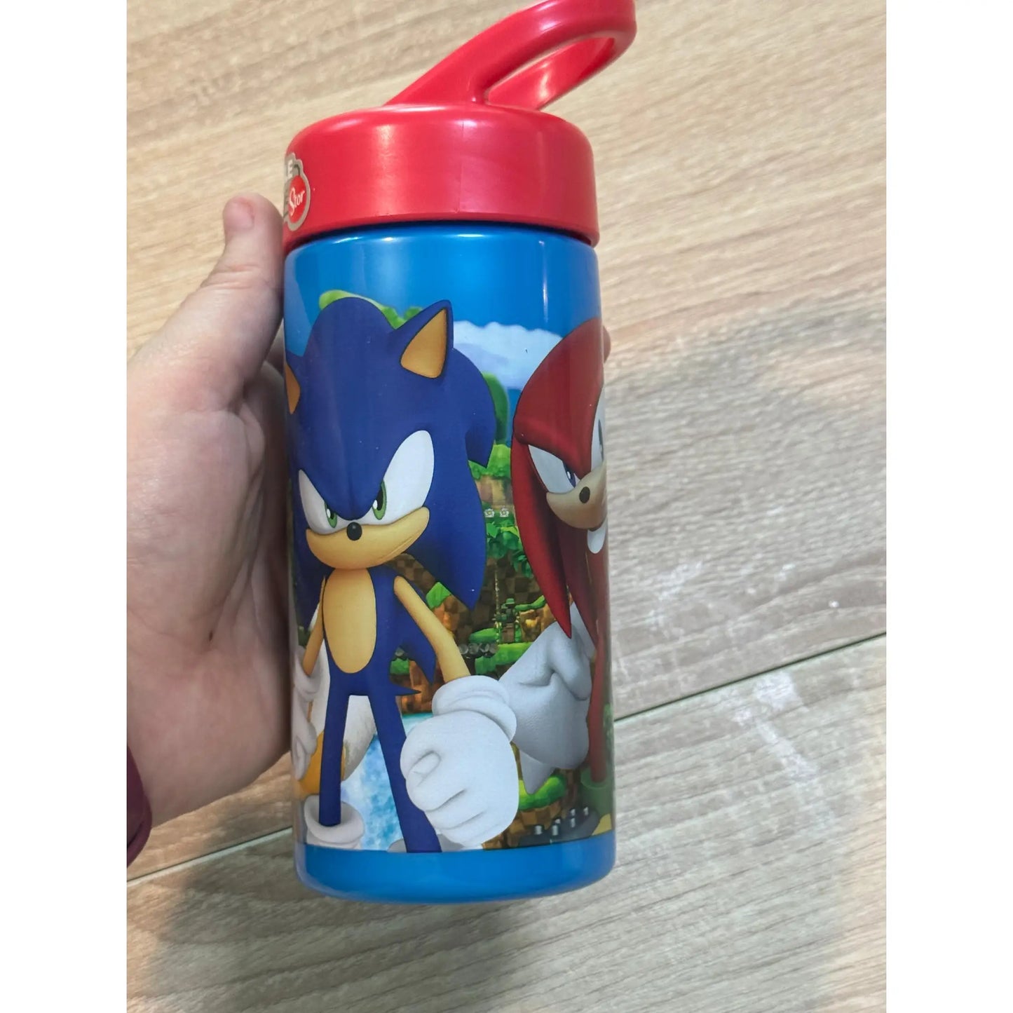 Botella de agua deportiva con pajita y asa Sonic 410ml