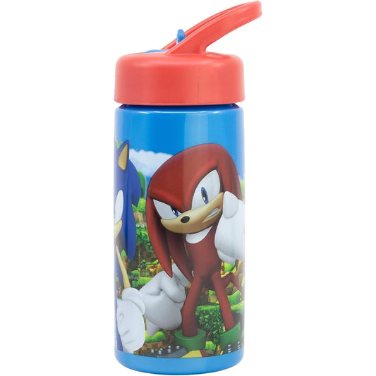 Botella de agua deportiva con pajita y asa Sonic 410ml