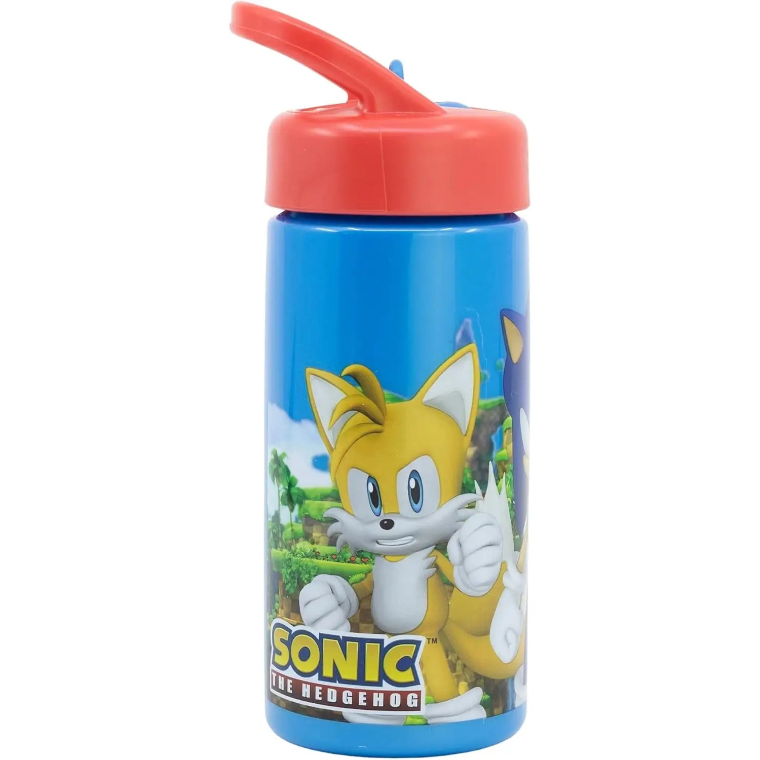 Botella de agua deportiva con pajita y asa Sonic 410ml