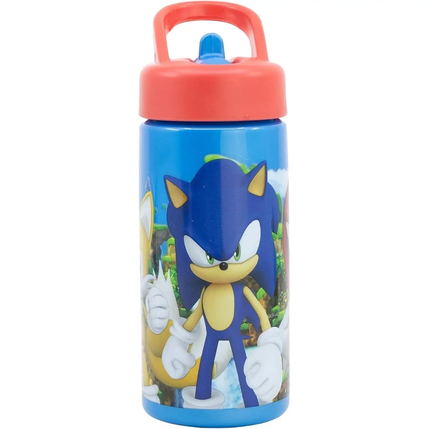 Botella de agua deportiva con pajita y asa Sonic 410ml