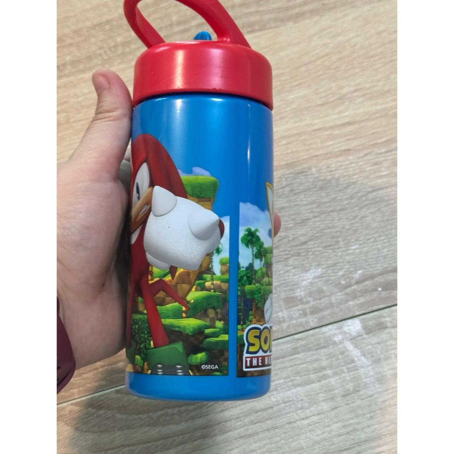 Botella de agua deportiva con pajita y asa Sonic 410ml