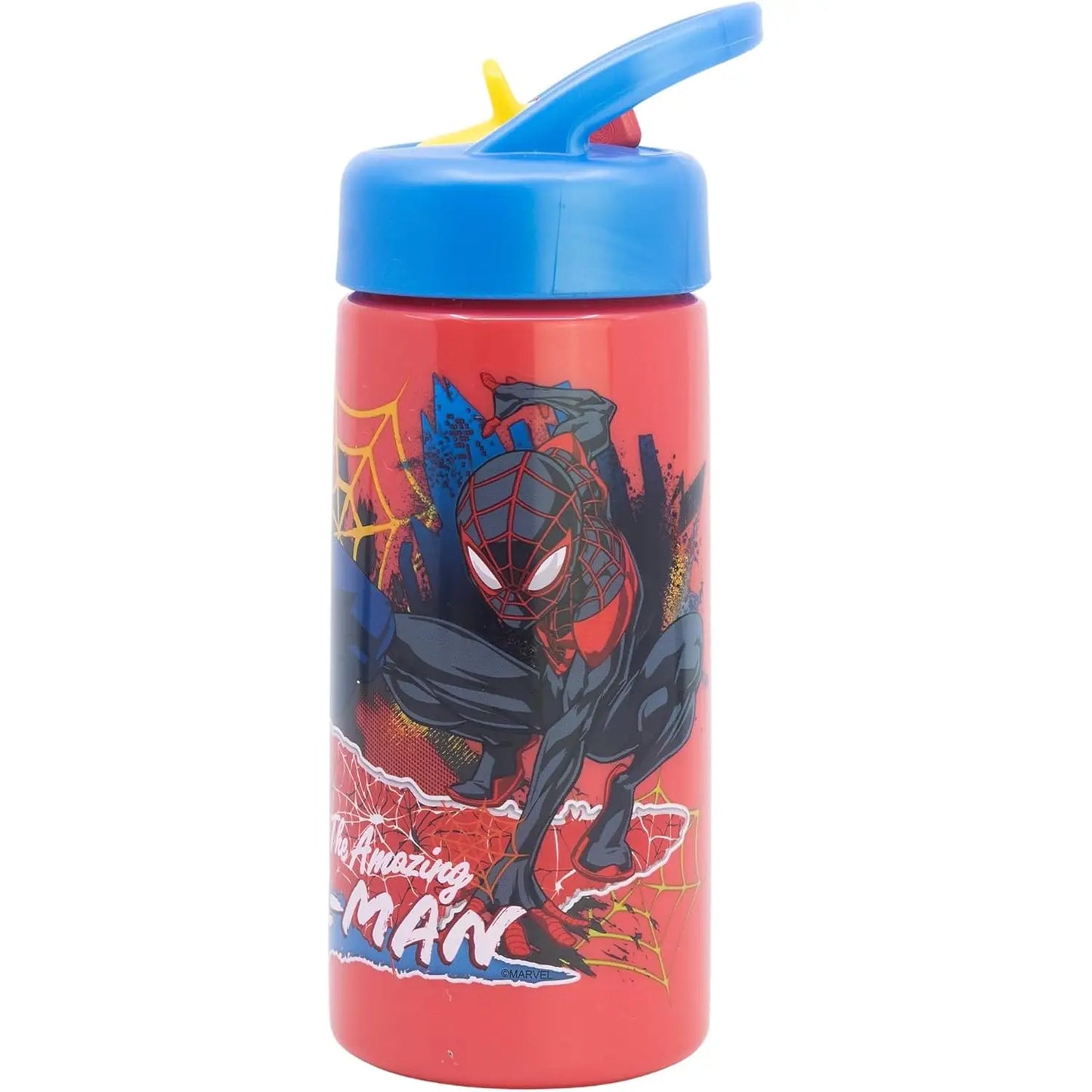 Botella de agua deportiva con pajita y asa Spiderman 410ml