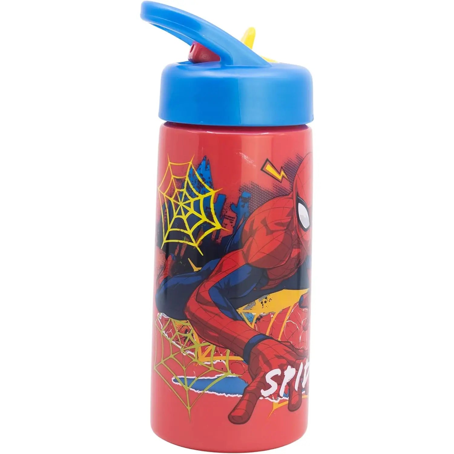 Botella de agua deportiva con pajita y asa Spiderman 410ml