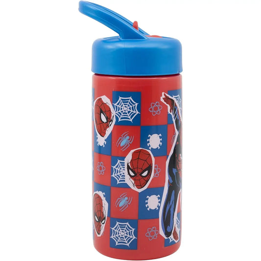 Botella de agua deportiva con pajita y asa SPIDERMAN arachnid grid 410ml