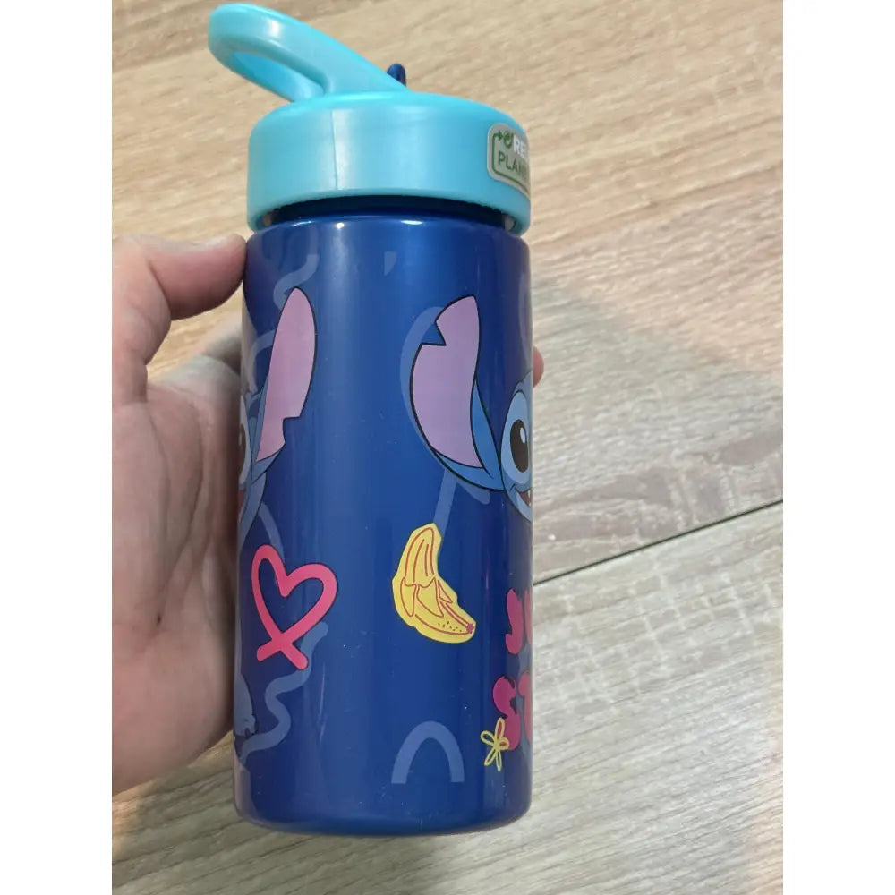 Botella de agua deportiva con pajita y asa Stitch 410ml