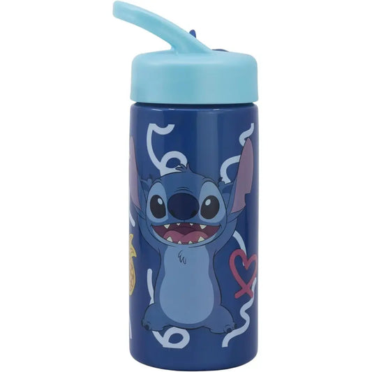 Botella de agua deportiva con pajita y asa Stitch 410ml