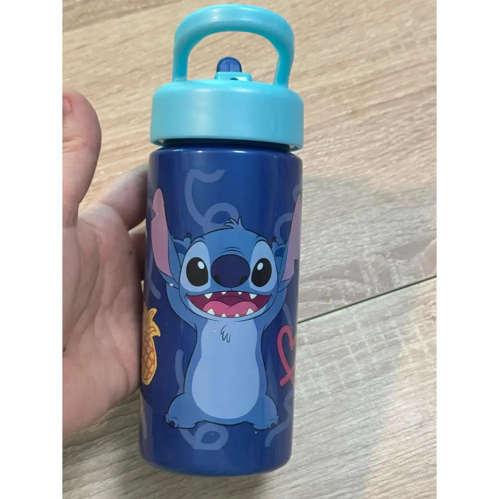 Botella de agua deportiva con pajita y asa Stitch 410ml