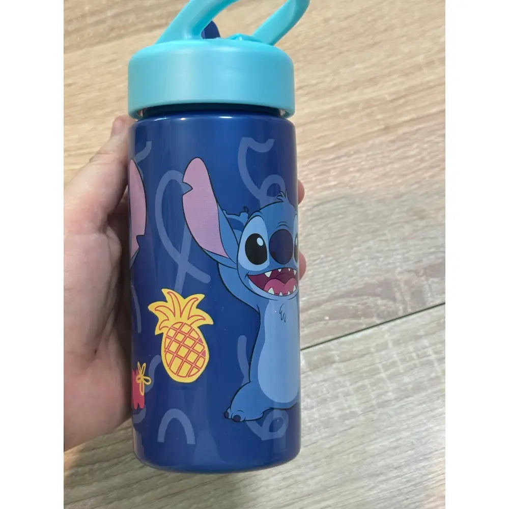 Botella de agua deportiva con pajita y asa Stitch 410ml