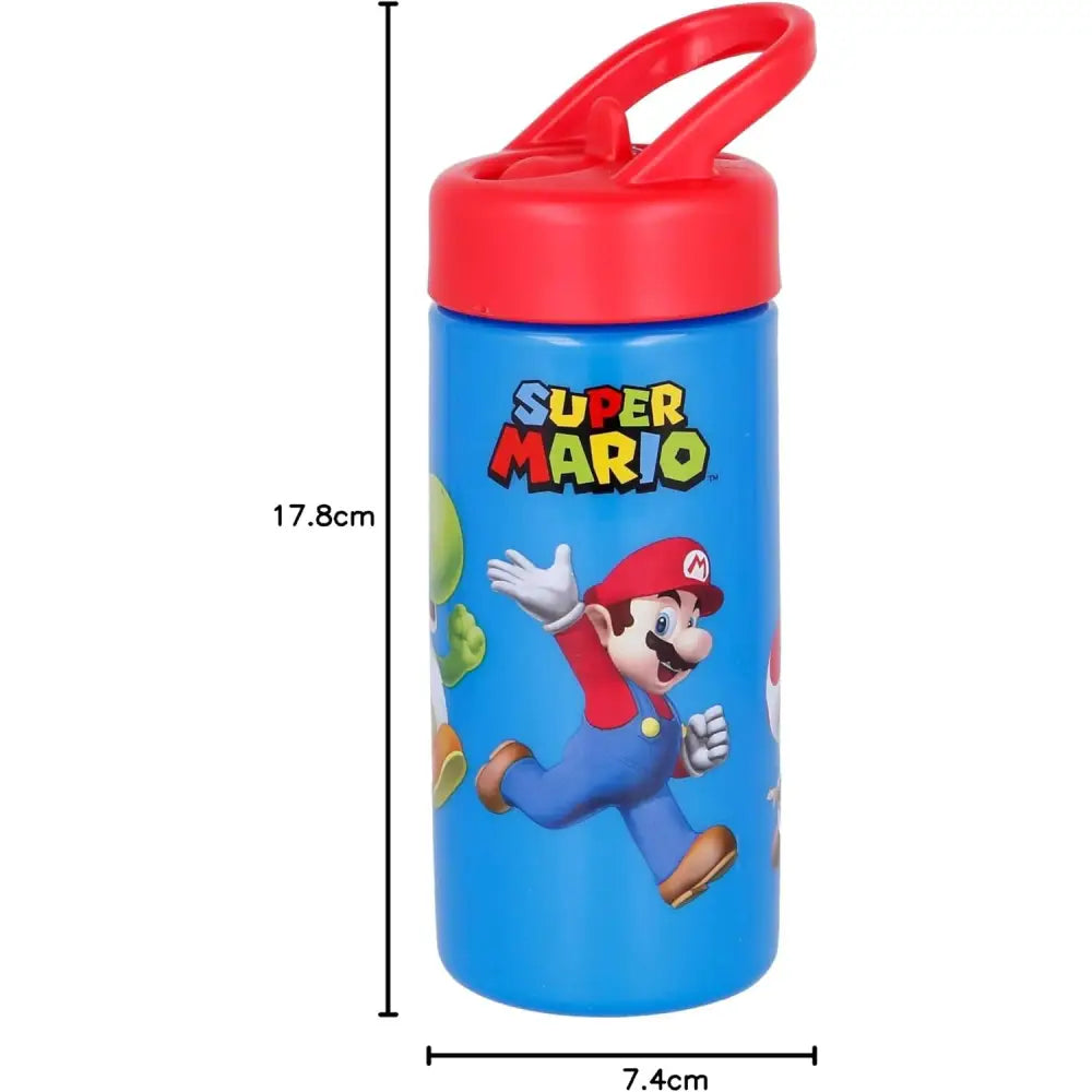 Botella de agua deportiva con pajita y asa Super Mario 410ml