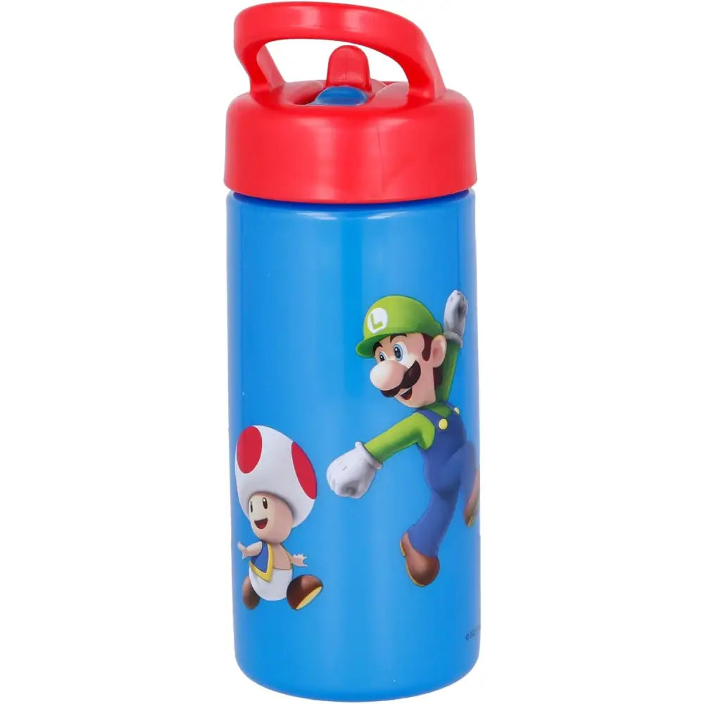 Botella de agua deportiva con pajita y asa Super Mario 410ml