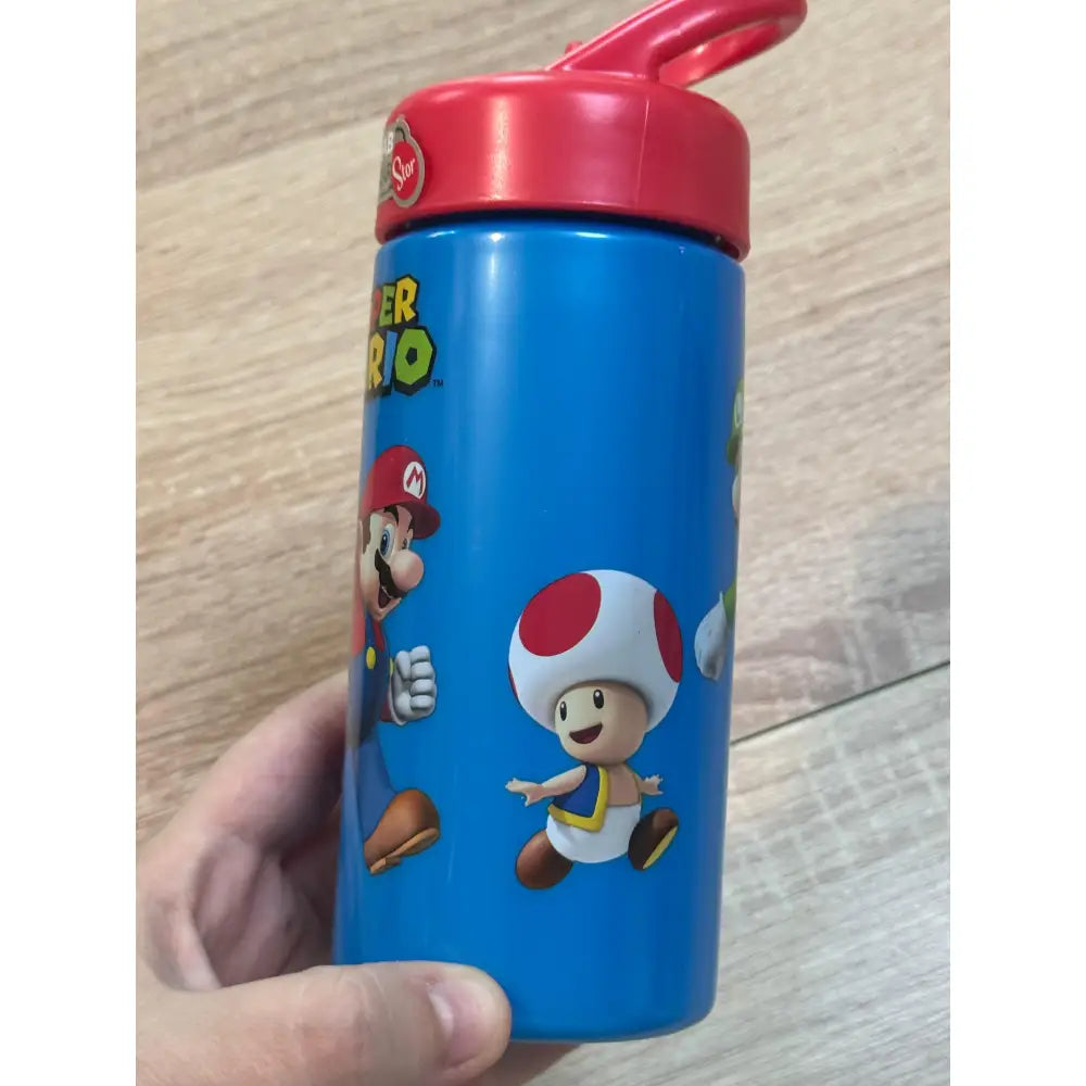 Botella de agua deportiva con pajita y asa Super Mario 410ml