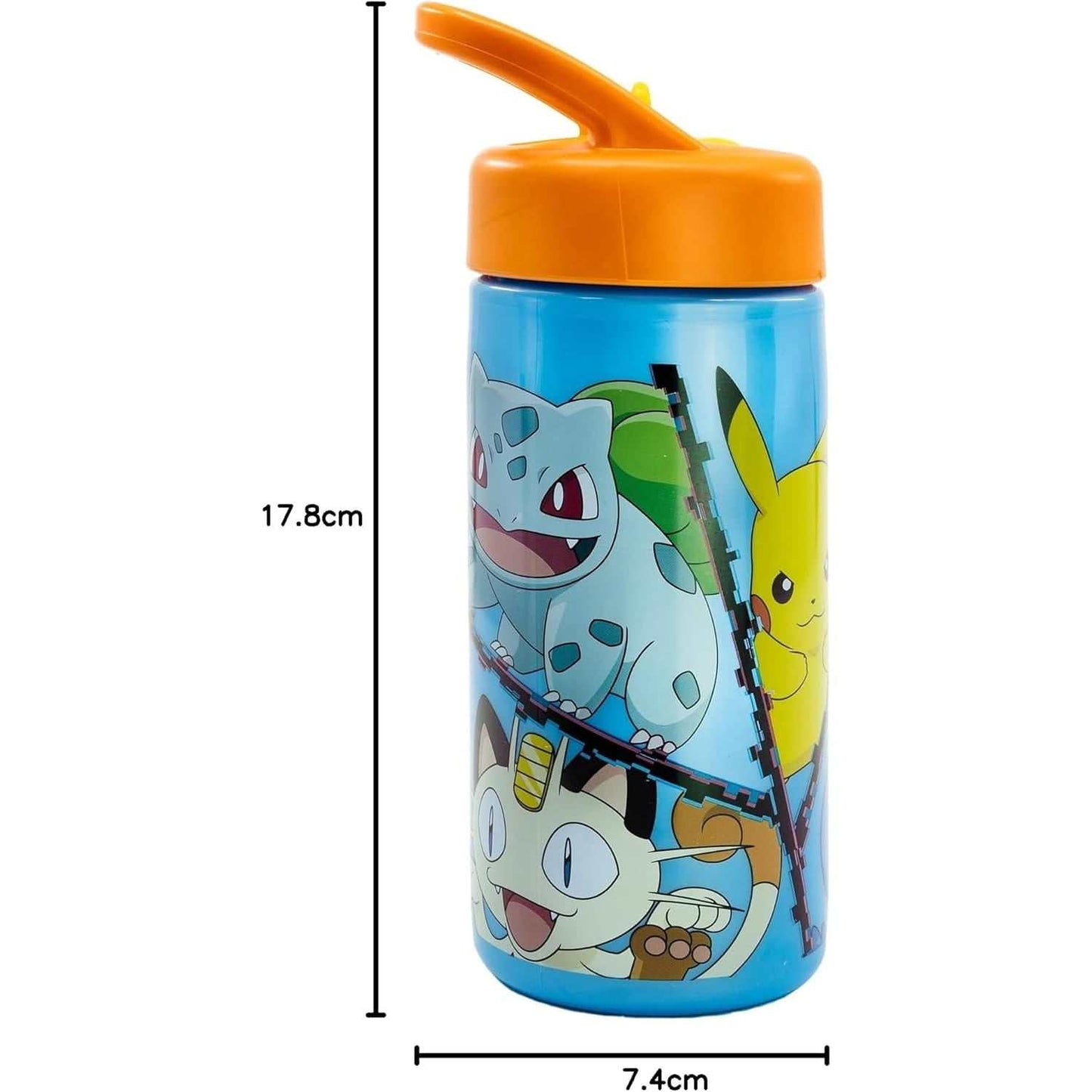 botella de agua deportiva 410ml con pokemon iniciales pajita y asa