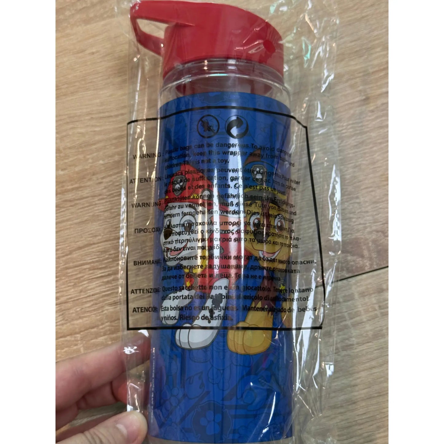 Botella de agua Patrulla Canina Transparente con pajita 700ml