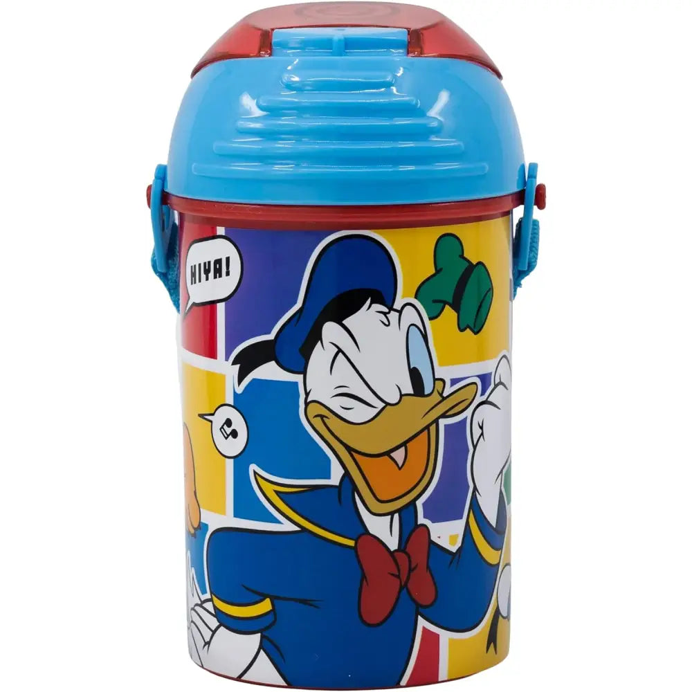 Botella Cantimplora de agua infantil Mickey 450ml| para niños con correa y pajita