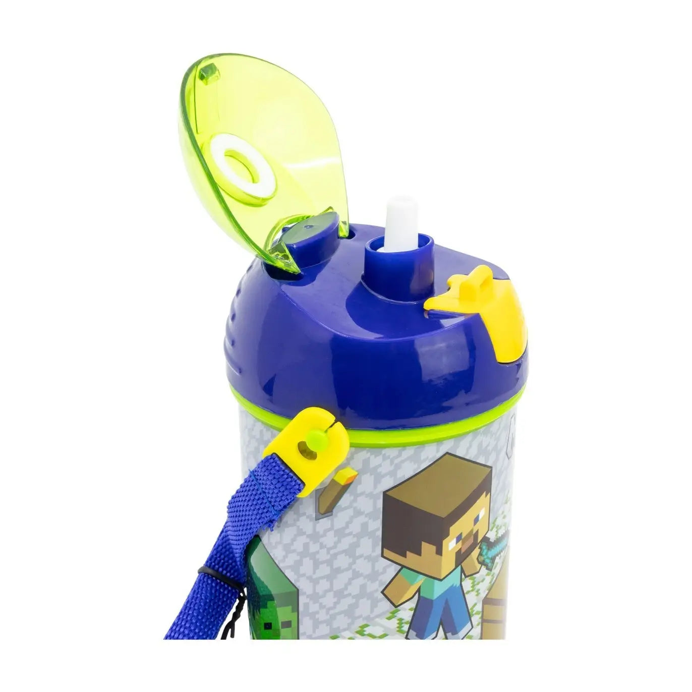 Botella Cantimplora de agua infantil Minecraft 450ml| para niños con correa