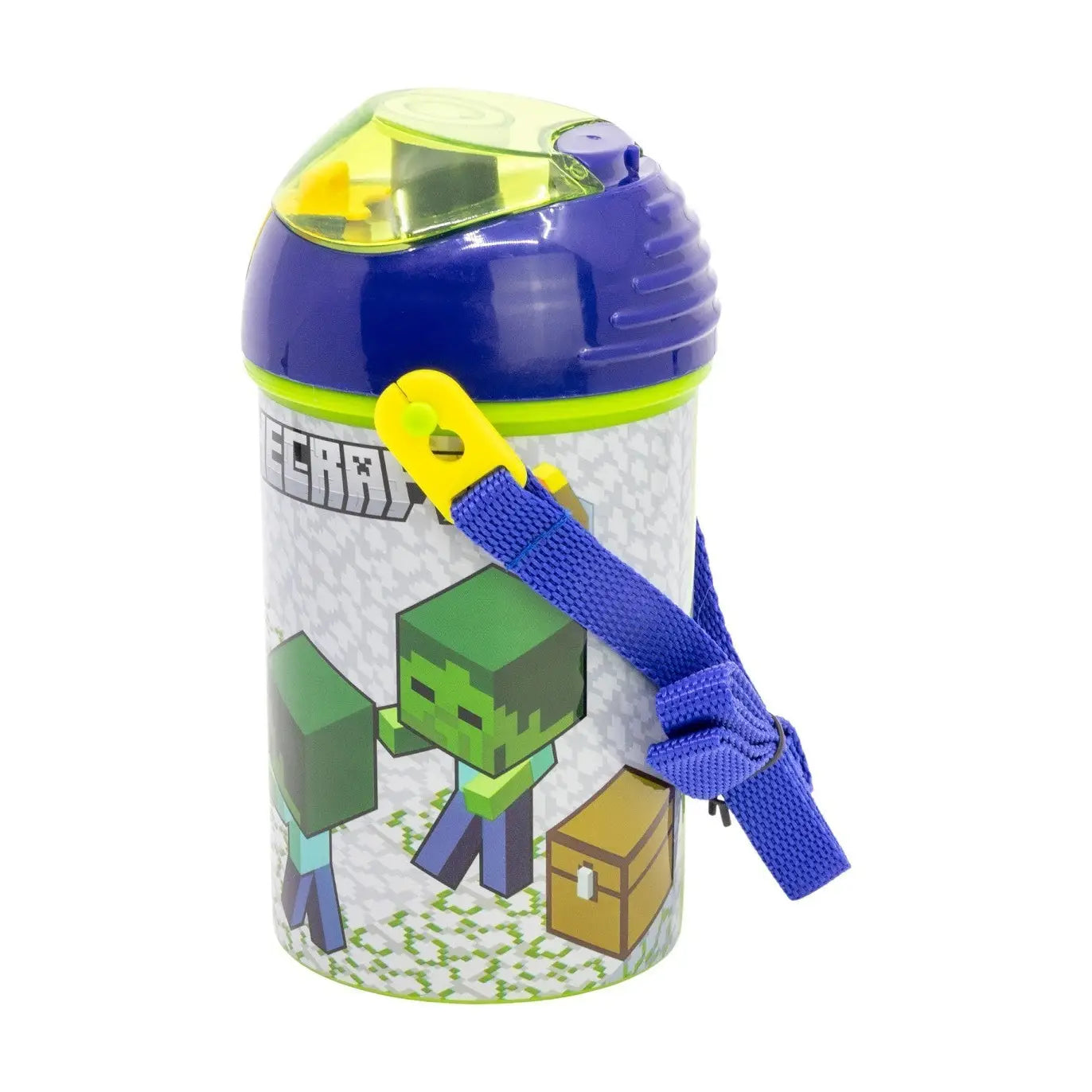Botella Cantimplora de agua infantil Minecraft 450ml| para niños con correa