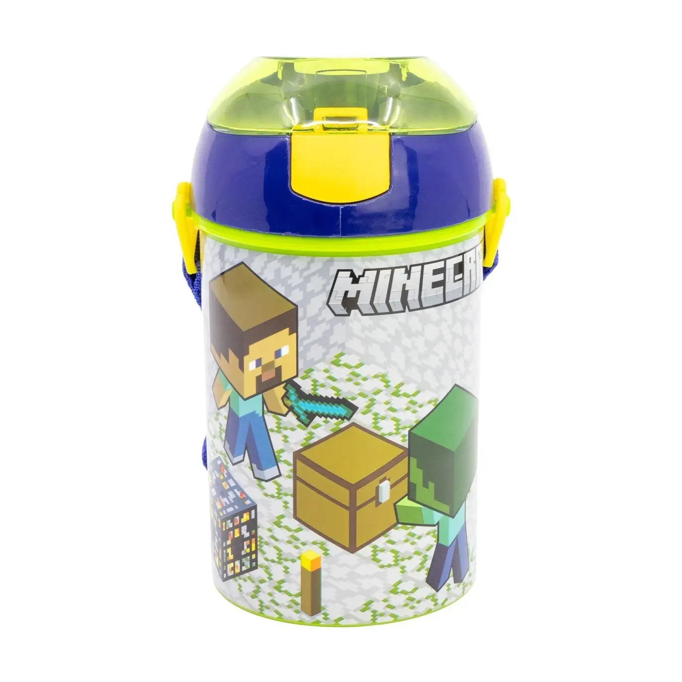 Botella Cantimplora de agua infantil Minecraft 450ml| para niños con correa
