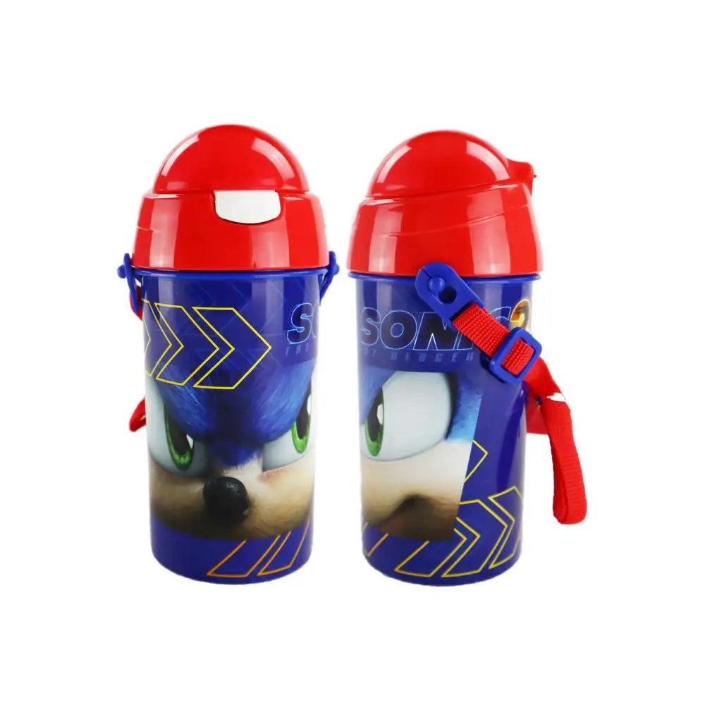 Botella Cantimplora de agua infantil Sonic 500ml | para niños con correa