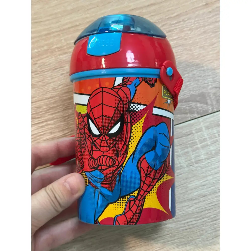 Botella Cantimplora de agua infantil Spiderman 450ml| para niños con correa