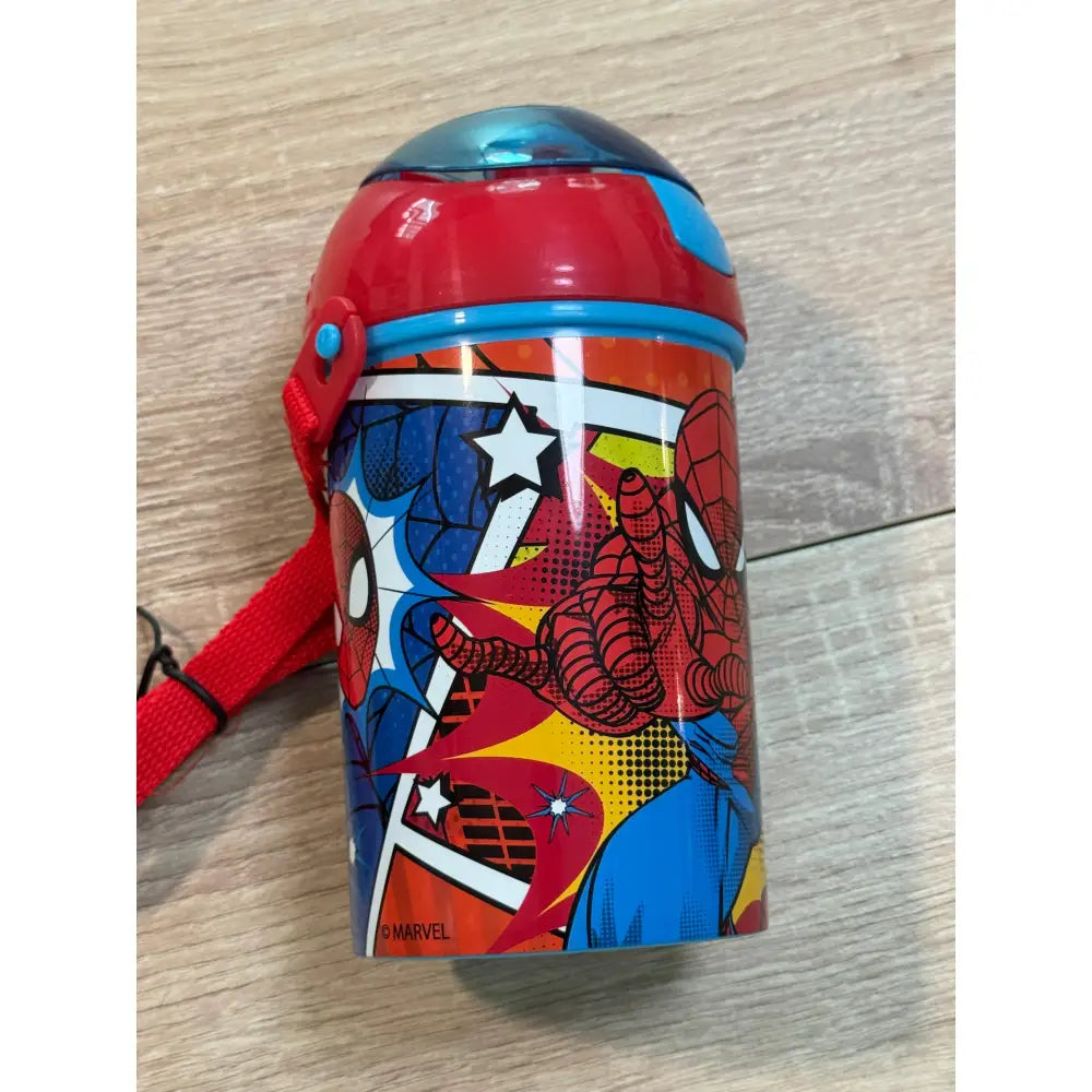 Botella Cantimplora de agua infantil Spiderman 450ml| para niños con correa