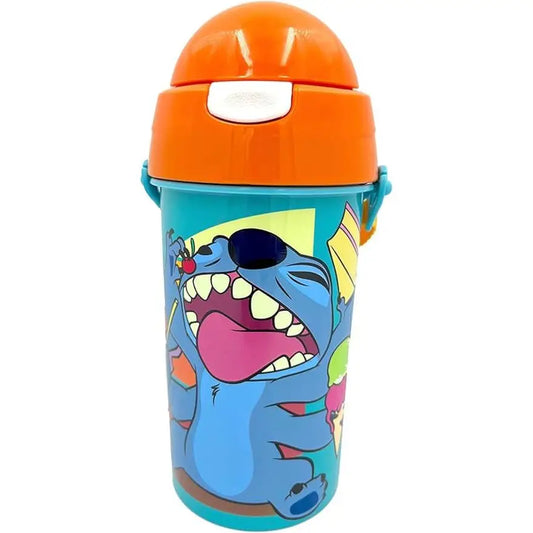 Botella Cantimplora de agua infantil Stitch 500ml | para niños con correa