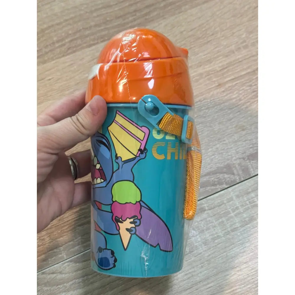 Botella Cantimplora de agua infantil Stitch 500ml | para niños con correa