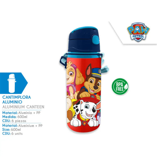 Botella Cantimplora con asa 600ml Patrulla Canina