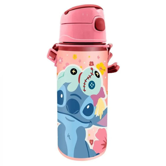 Botella Cantimplora con asa 600ml Stitch y peluche