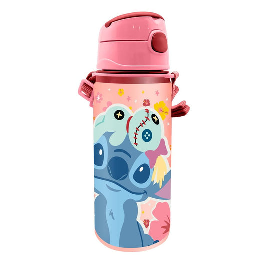 Botella Cantimplora con asa 600ml Stitch y peluche