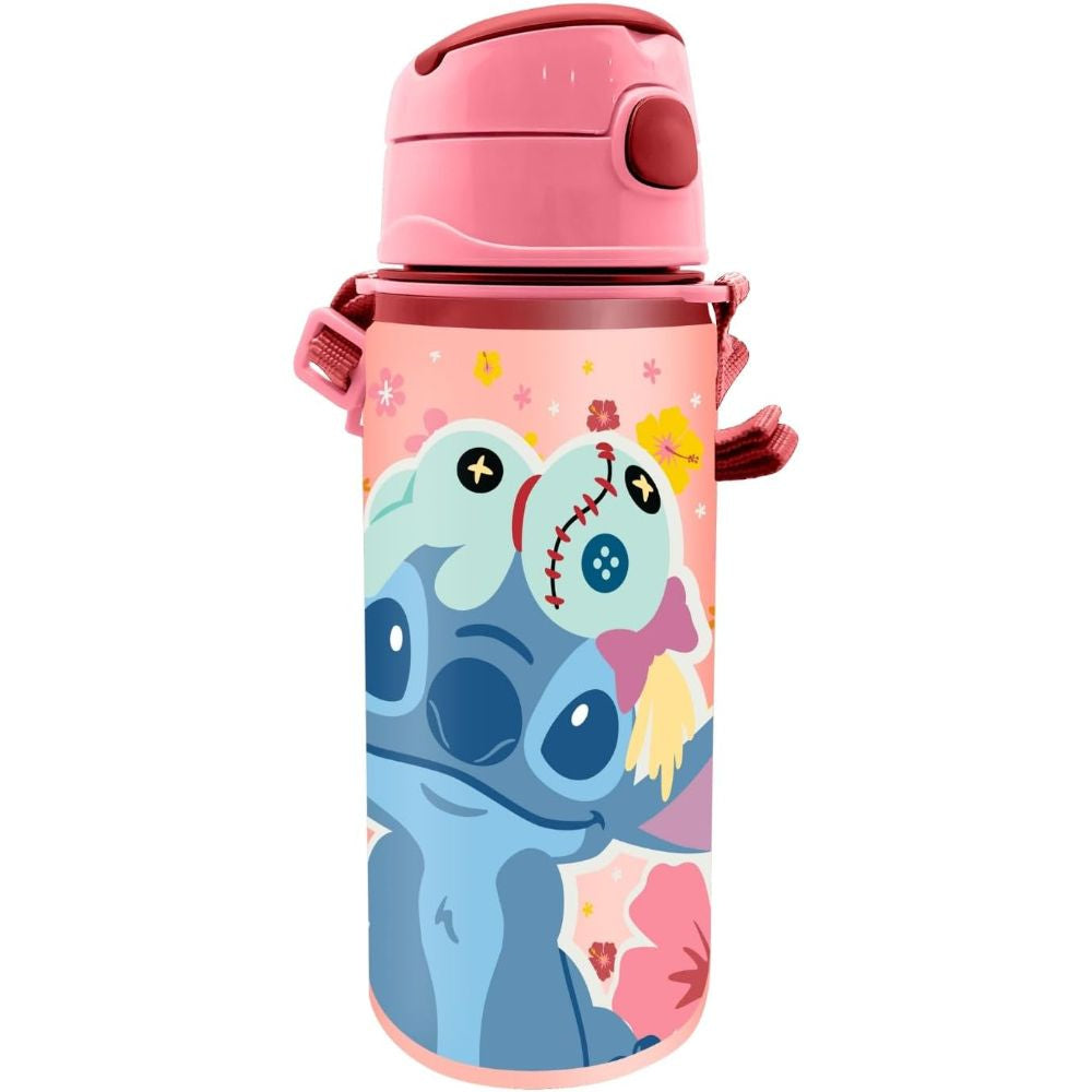 Botella Cantimplora con asa 600ml Stitch y peluche