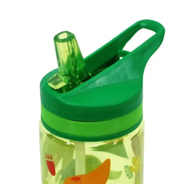 Botella cantimplora CRAZY DINO 400ml con pajita- Ideal para el Cole y Parque