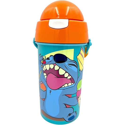 Botella cantimplora infantil 500ml con diseño de Stitch y correa