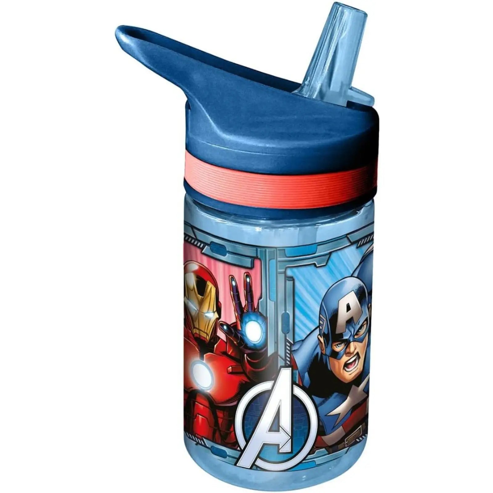 Botella cantimplora Marvel Avengers 400ml con pajita- Ideal para el Cole y Parque