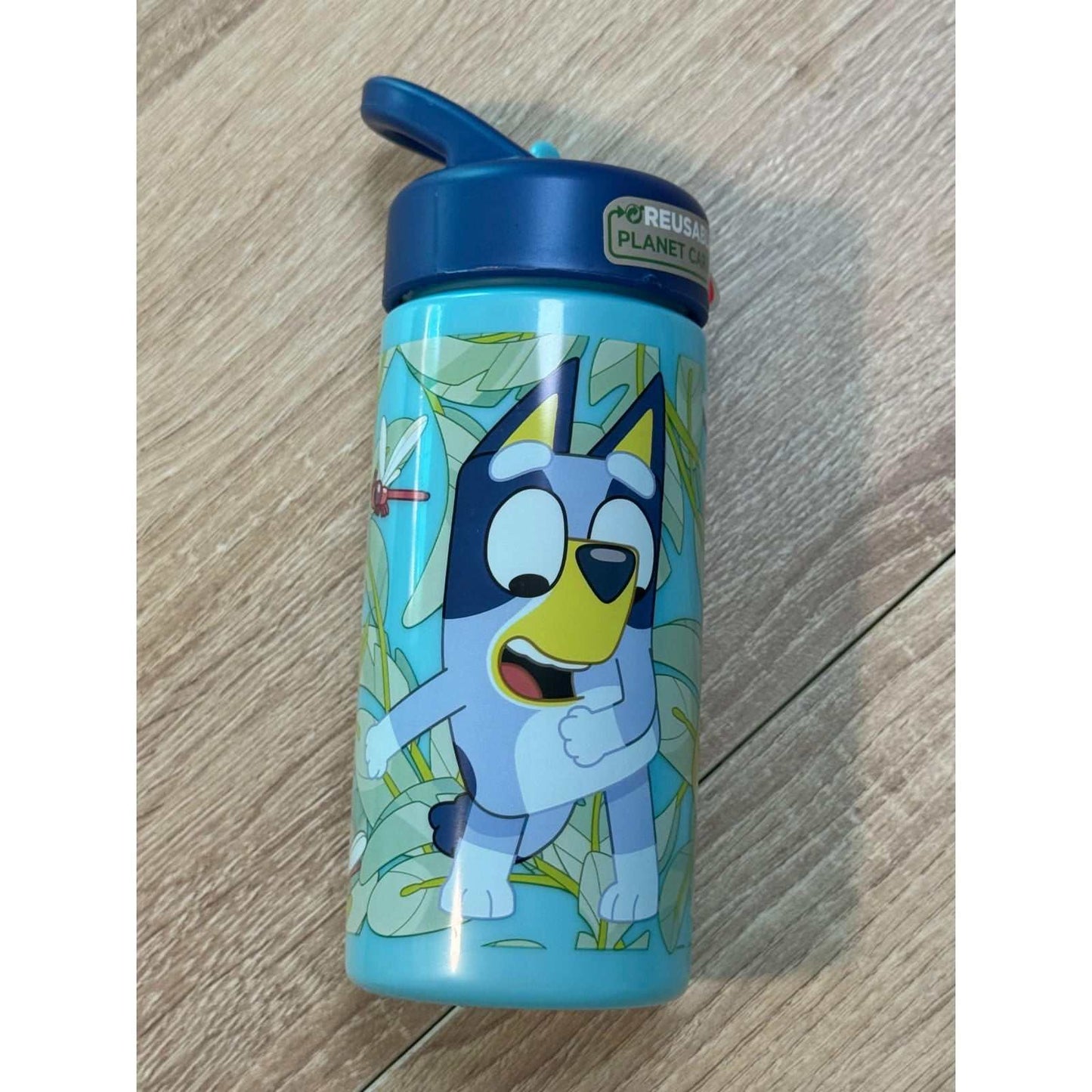 Botella de agua deportiva Bluey 410ml con pajita y asa cómoda