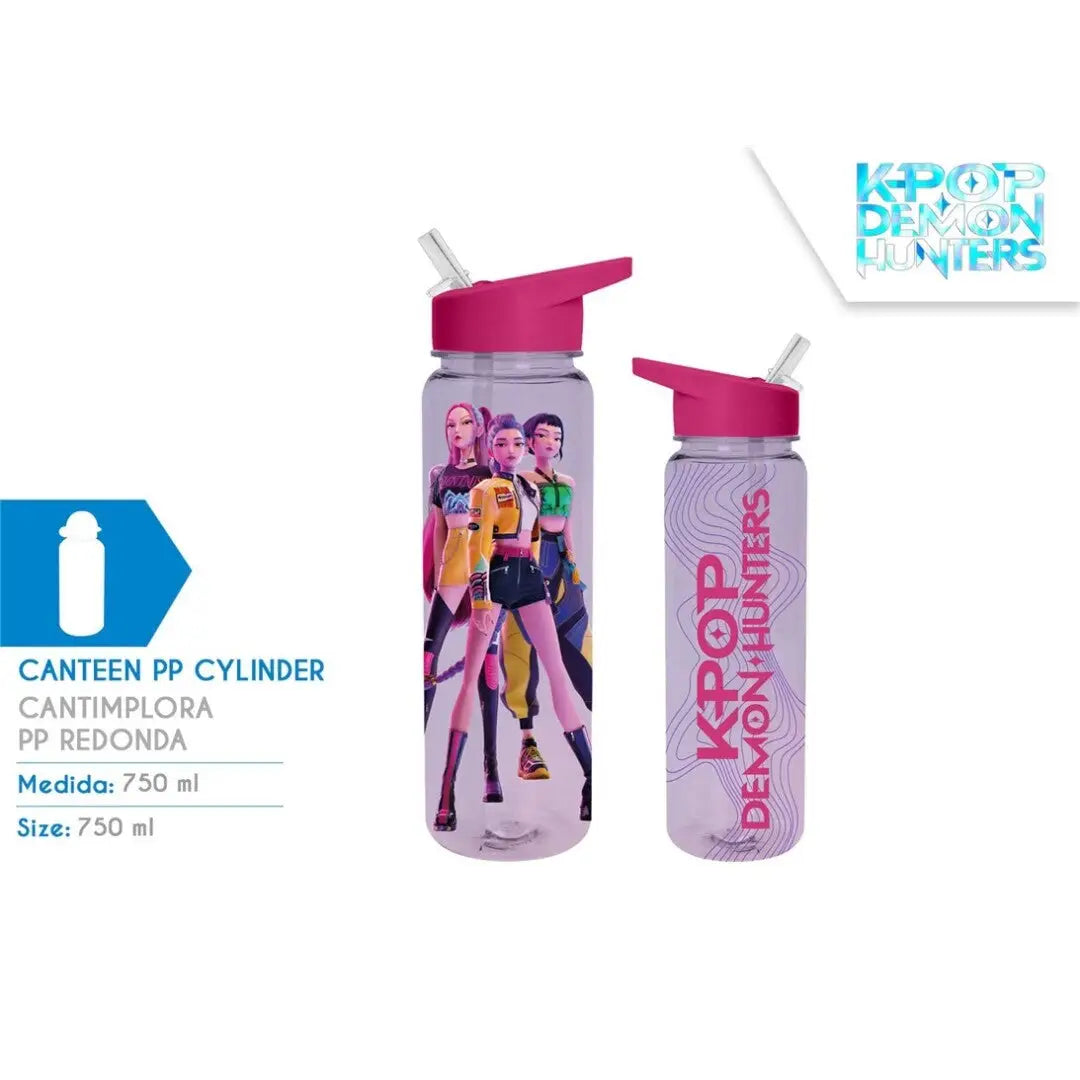 Botella deportiva con pajita 700ML K-POP DEMON HUNTERS - agua