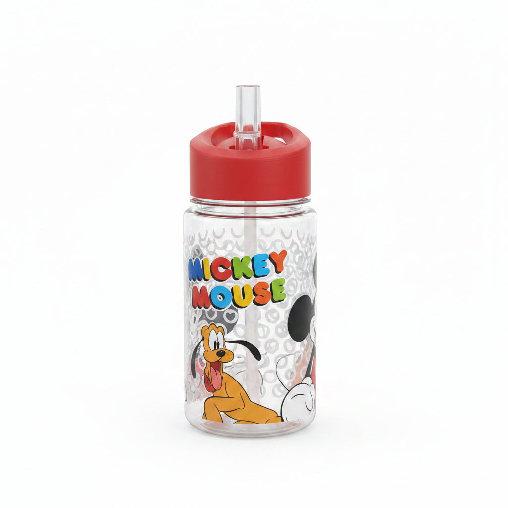 Botella con pajita Mickey Mouse rojo Disney de plástico 450ml